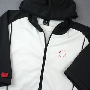 Jordan Retro 1/2 Zip Hoodie Short Sleeve White Black Athletic Training Mens L